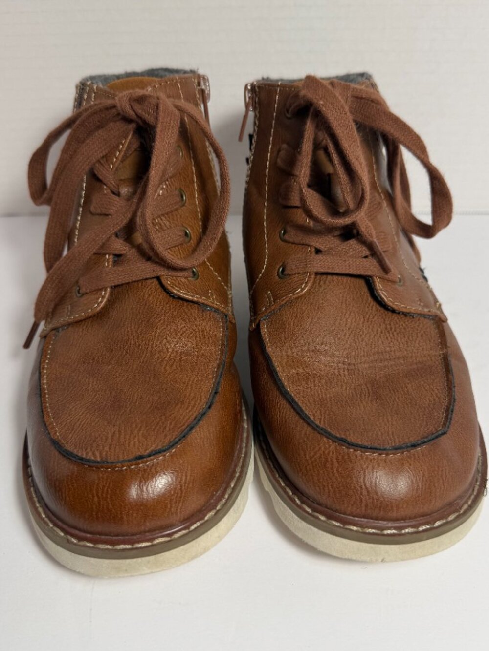 Nordstrom Rack Boy Boot 3M Brown Faux-Leather Lace Up Zip High Outerwear 58665